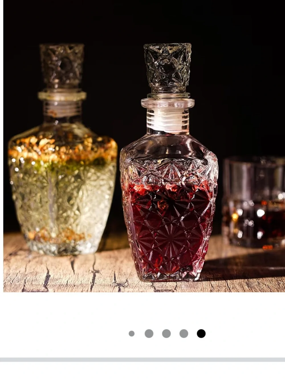 Alcohol Infusion Kit by - Clear Glass Decanters with Assorted Flavor Bottles